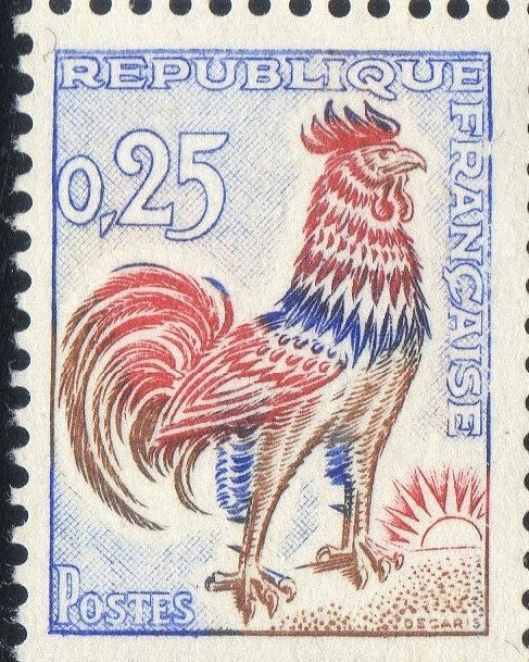 FRANCE ! PAIRE de Timbres NEUFS Coq de 1963 n°1331 Défaut d'Impression