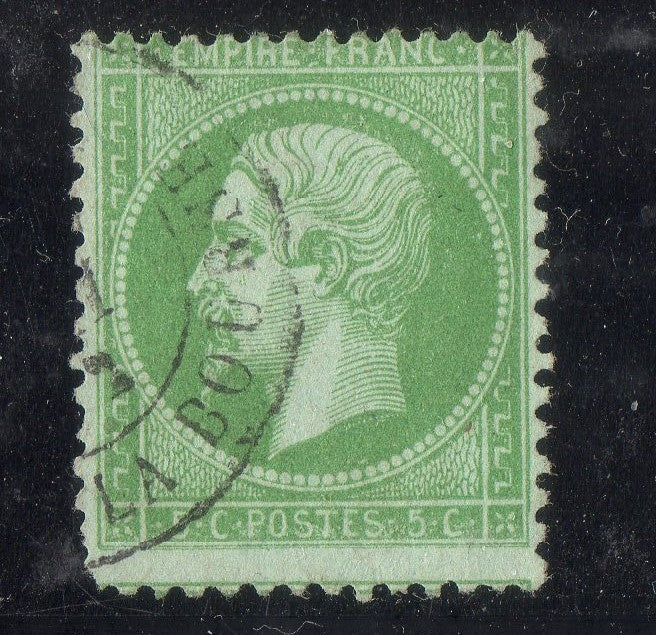 FRANCE ! Timbre Napoléon de 1871 n°35 Vert pâle sur Bleu