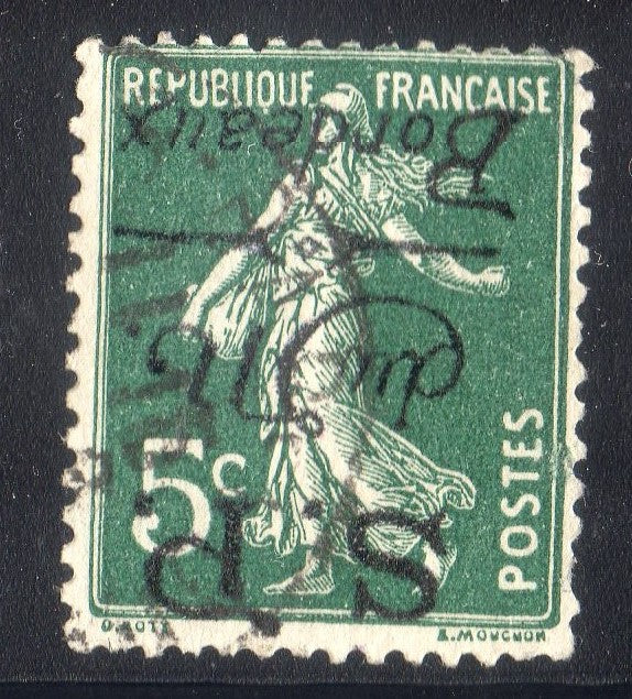 FRANCE ! Timbre ancien Semeuse surcharge de la Poste de Monténégro depuis 1916