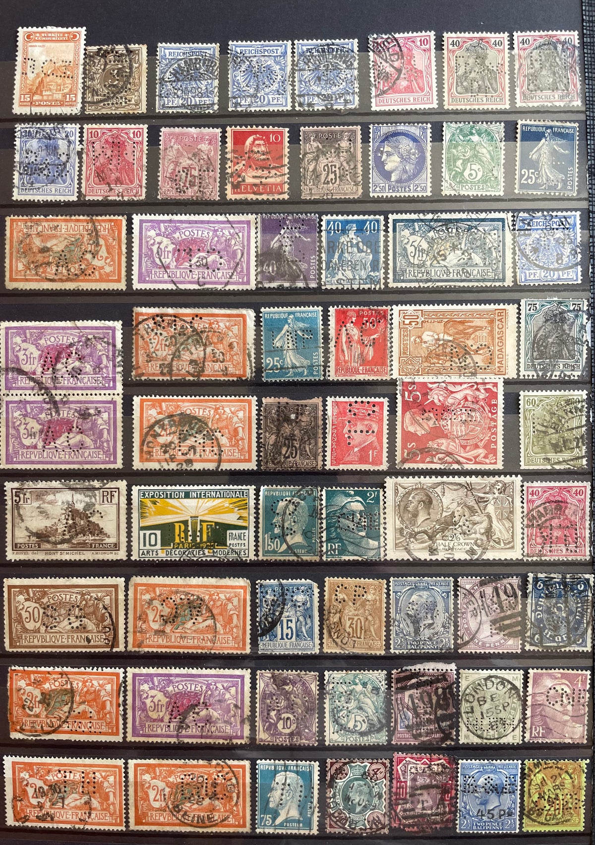 MONDE ! Lot de Timbres avec PERFORATIONS du Monde entier depuis 1870