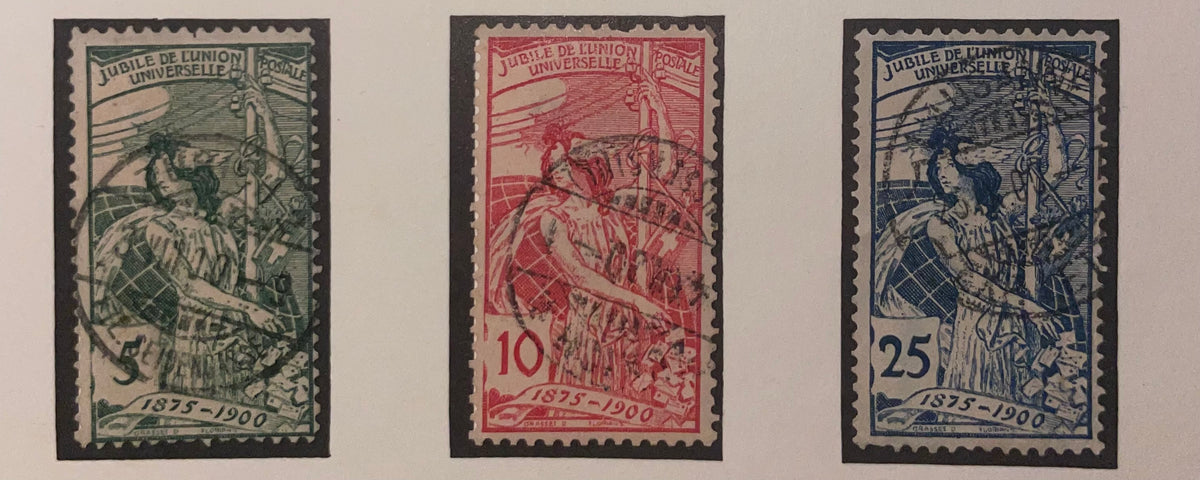 SUISSE ! Timbres anciens de 1900 n°86 à 88 25eme Anniv. de l'U.P.U.