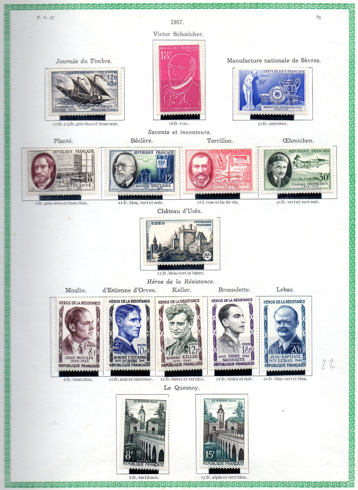 FRANCE ! PAGE de Timbres NEUFS depuis 1951-1952