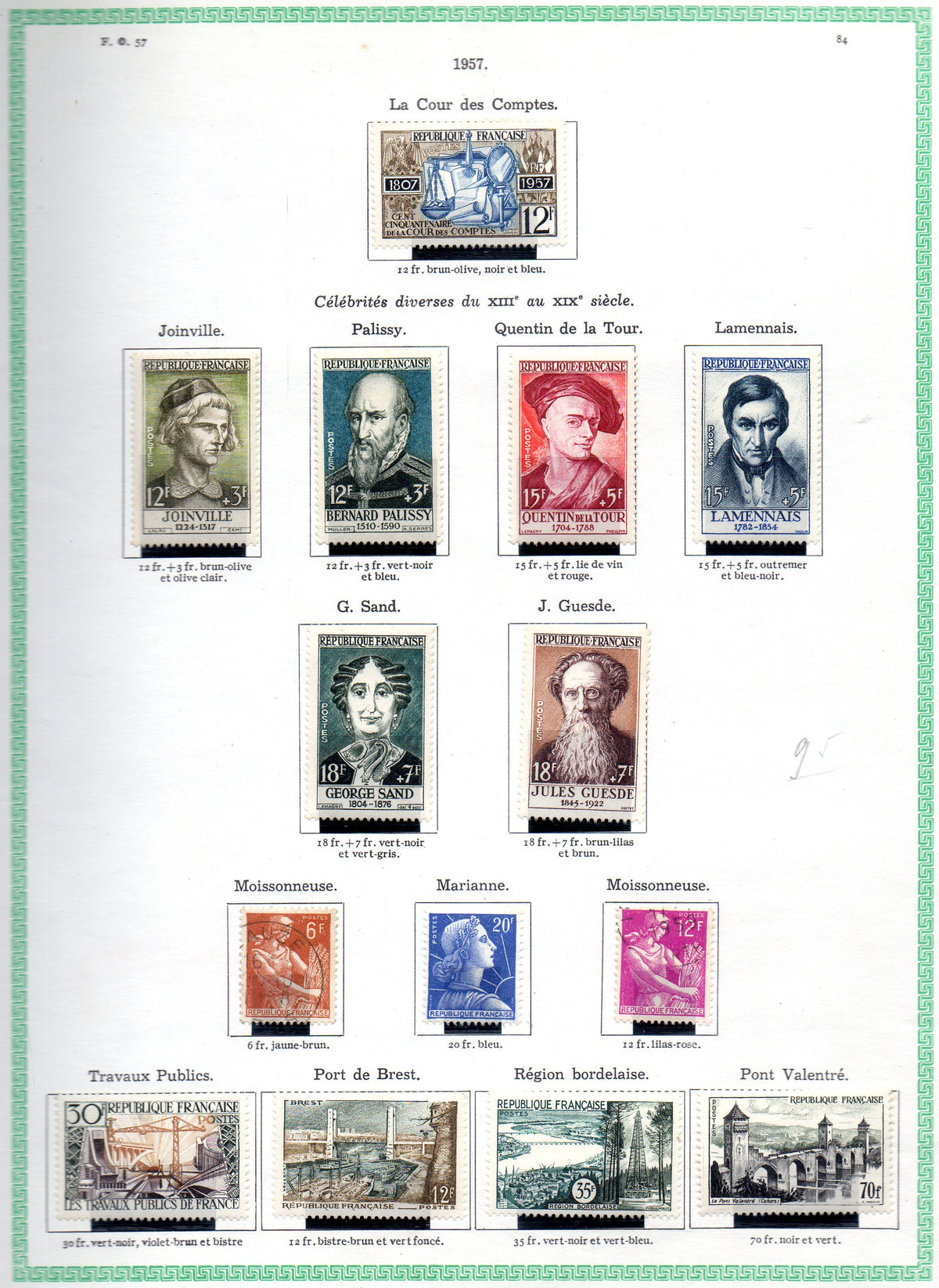 FRANCE ! PAGE de Timbres NEUFS depuis 1957-1958