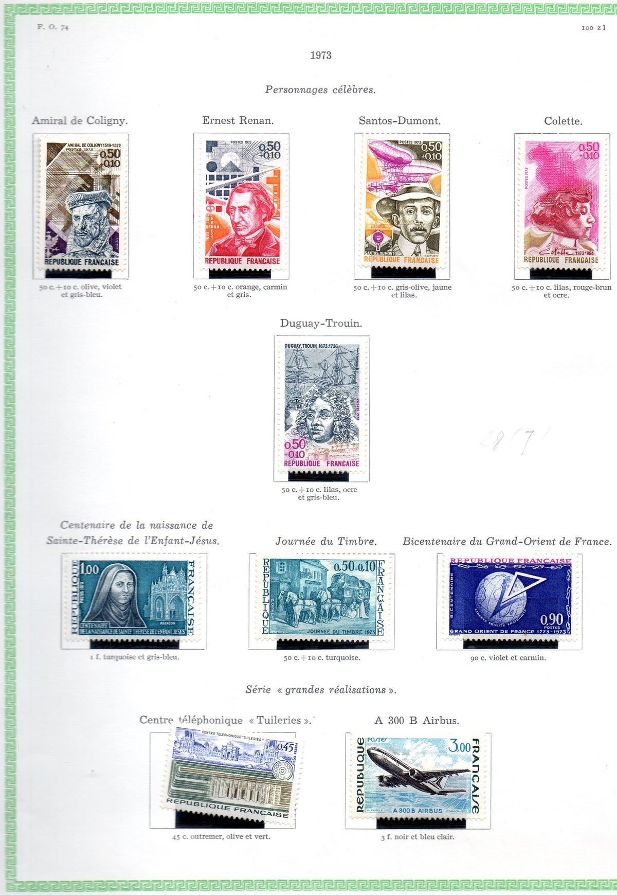 FRANCE ! PAGE de Timbres NEUFS depuis 1973-1973
