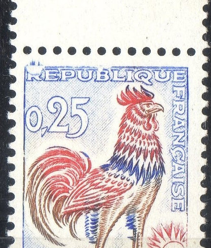 FRANCE ! PAIRE de Timbres NEUFS Coq de 1963 n°1331 Défaut d'Impression
