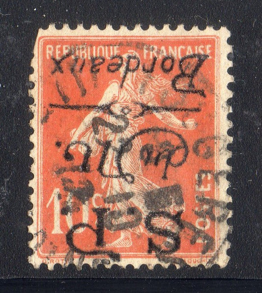 FRANCE ! Timbre ancien Semeuse surcharge de la Poste de Monténégro depuis 1916