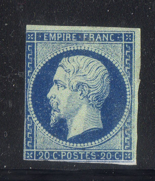 FRANCE !  Timbre ancien NAPOLEON NEUF de 1854 n°14Ad bleu sur vert