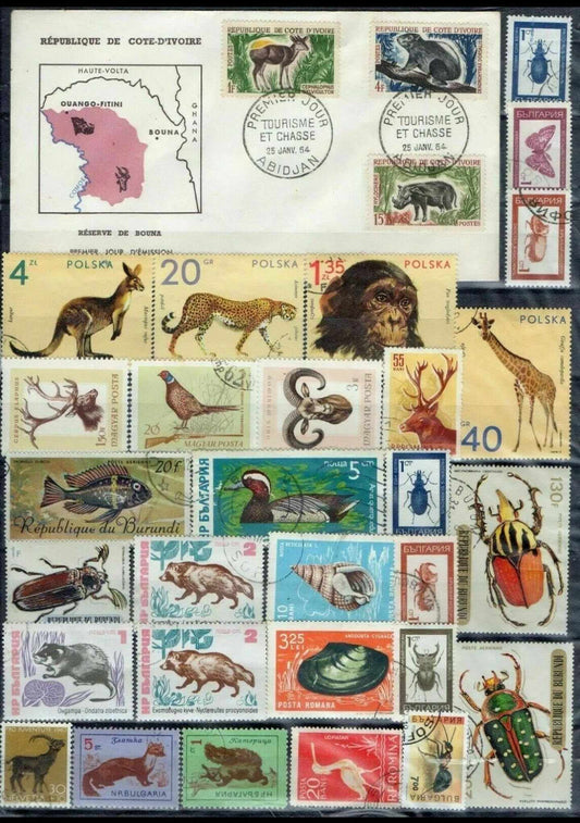 Animaux : Lot de Lettres 1er JOUR et Timbres du Monde