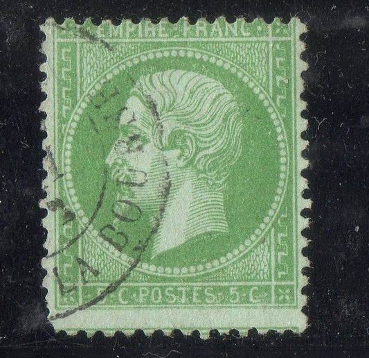 FRANCE !  Timbre Napoléon de 1871 n°35 Vert pâle sur Bleu