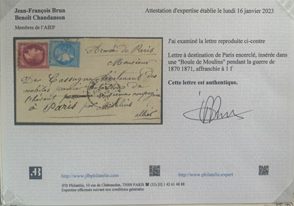 France : Lettre insérée dans une Boule de Moulins