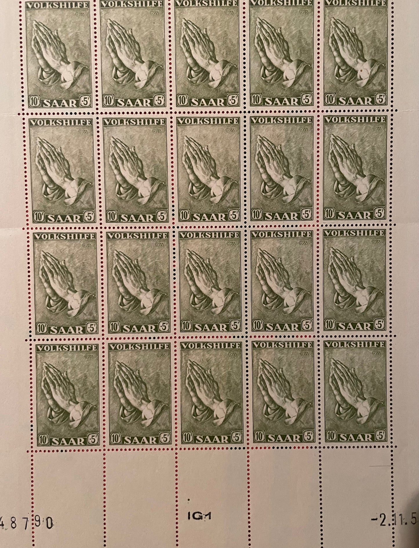 France : Bloc de timbres SARRE coin daté depuis 1955