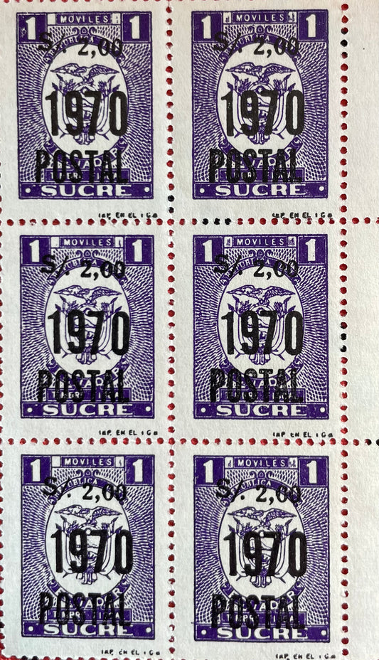 Bolivie : Bloc de timbres neuf surchargés de 1970