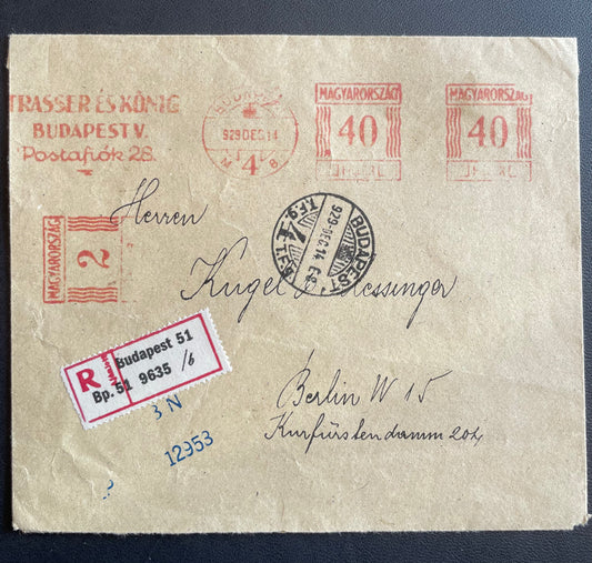 Hongrie : Lettre recommandée de 1912 à destination de Berlin