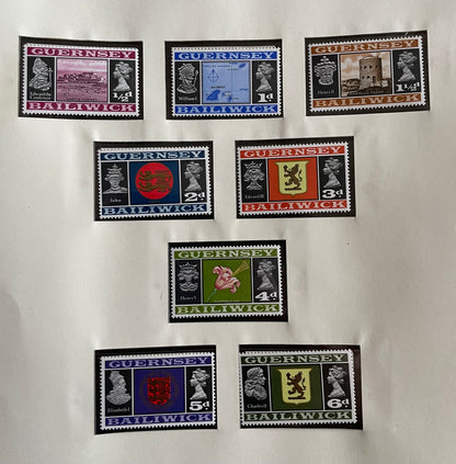 Grande-Bretagne : Suite de timbres Ile de Guernesey du n°1 au n°18 depuis 1969