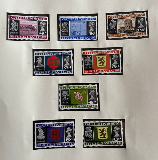 Grande-Bretagne : Suite de timbres Ile de Guernesey du n°1 au n°18 depuis 1969
