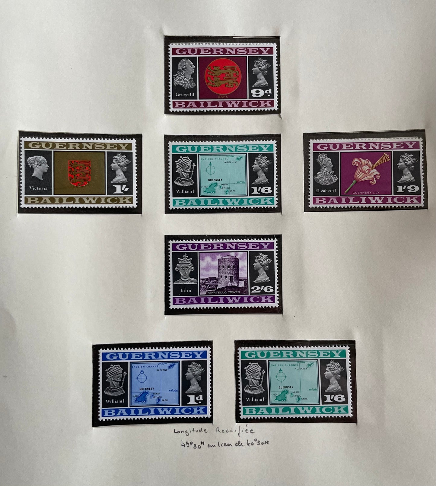 Grande-Bretagne : Suite de timbres Ile de Guernesey du n°1 au n°18 depuis 1969