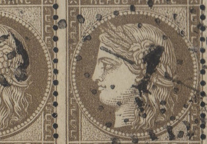 FRANCE ! BANDE de 3 Timbres Cérès de 1872 n°56 brun verdâtre