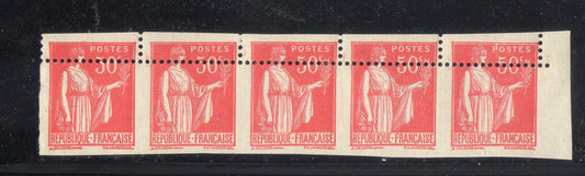 FRANCE : BANDE de 5 Timbres NEUFS PAIX de 1932 n°283d Type IIB