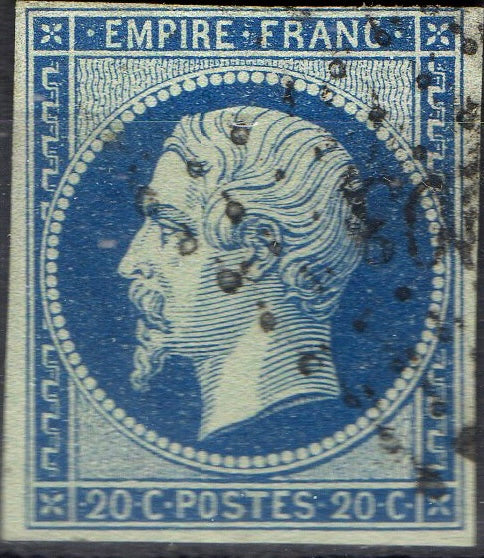 Timbre de France : Napoléon bleu sur vert