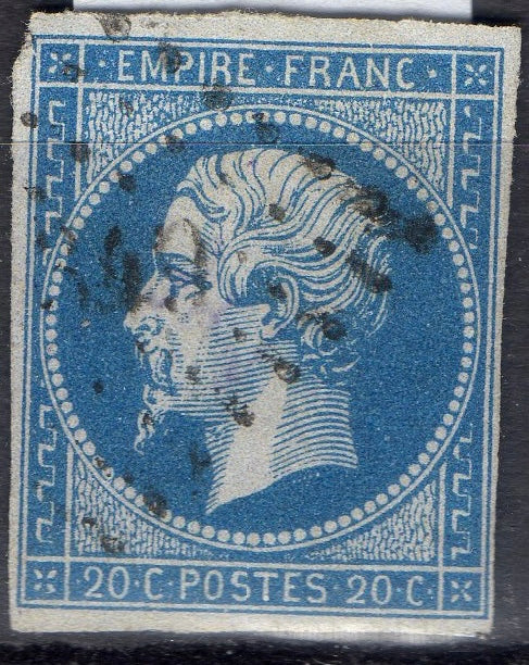 Timbre de France : Napoléon bleu sur lilas non dentelés