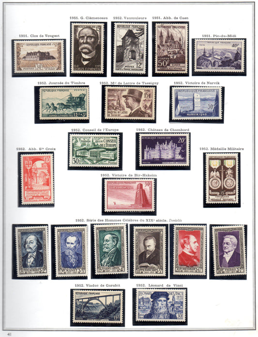 FRANCE ! PAGE de Timbres NEUFS depuis 1951-1952