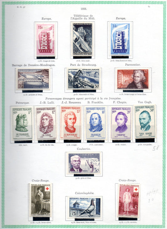 FRANCE ! PAGE de Timbres NEUFS depuis 1955-1956