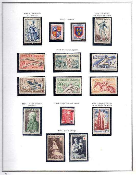 FRANCE ! PAGE de Timbres NEUFS depuis 1953-1954