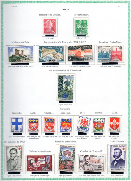 FRANCE ! PAGE de Timbres NEUFS depuis 1958-1959