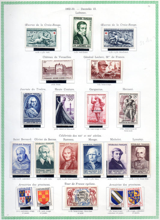 FRANCE ! PAGE de Timbres NEUFS depuis 1952-1953