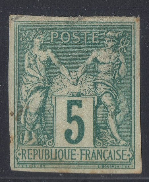 FRANCE !  Timbre ancien SAGE de 1884n°102a Non dentelé